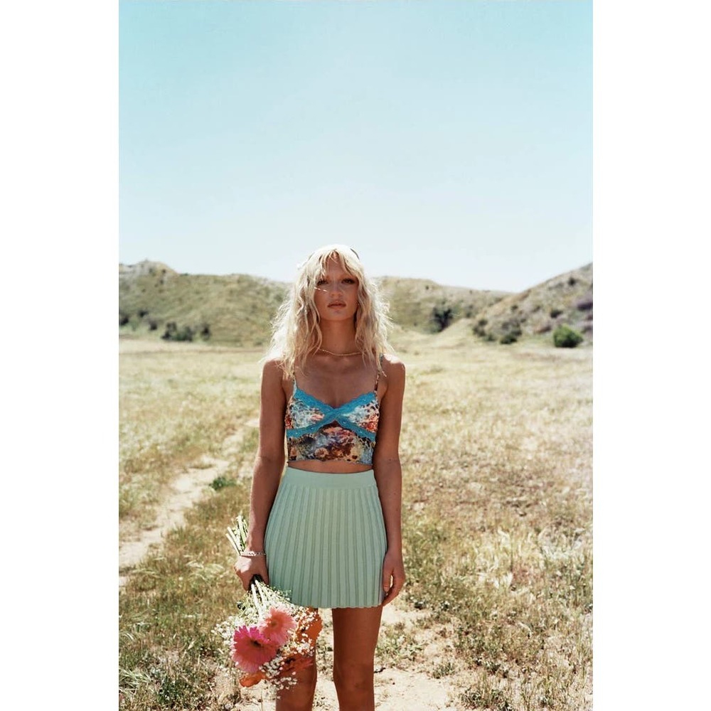 Princess Polly Charlene Mini Pleated Skirt Mint Green